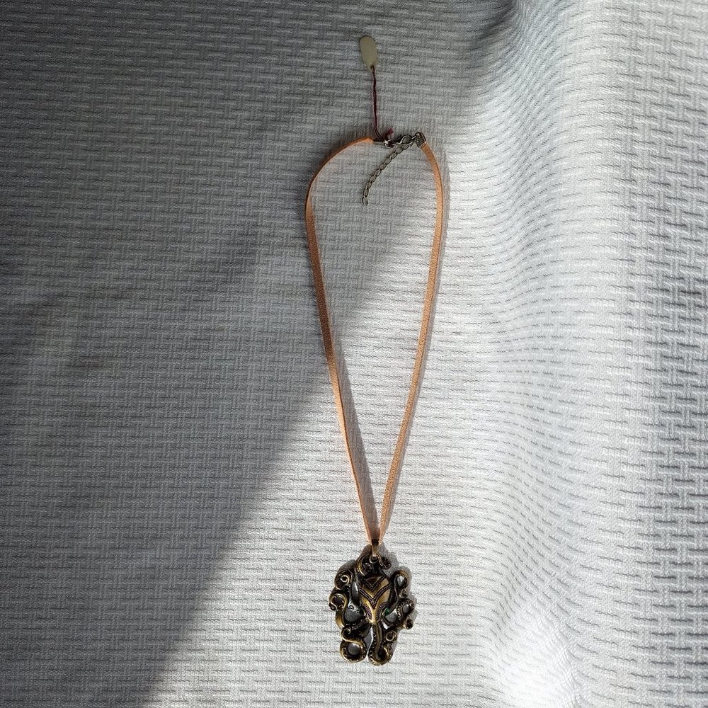 Octopus Pendant Necklace with Rhinestone Eyes - Picture 5 of 5